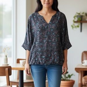 Wrap London Silk Blend Floral Print Blouse Size 12